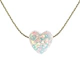  Weiß Opal Herz Charm Halskette 14k Gold filled Kabel-Draht, Lange 16\