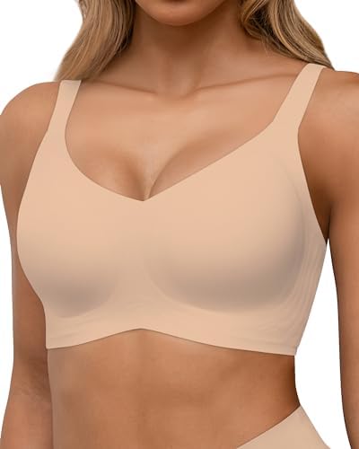 HORISUN Damen BH ohne Bügel, Comfy Bequemer Nahtloser Push-Up Bralette für Große Brüste mit Breiten Trägern Weicher Nahtlos Klassischer BHS für Damen