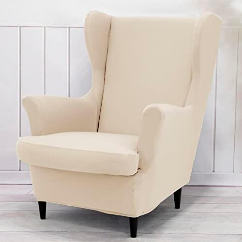 Qelus Wing Back Slipcover Chair Cover,Plush Chair Covers Armchair,Furniture Covers Protector for Living Room Bedroom Decoration (Red)