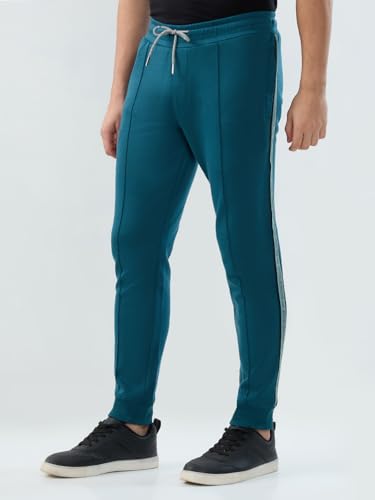 Image of Park Avenue Men Slim Fit Solid Pattern Cotton Polyester Blend Flat Front Casual Jogger Pant