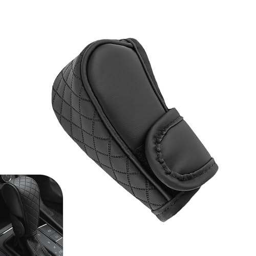 Teybouk Car Gear Shift Knob Cover, Scratch-resistant Anti-slip Leather Manual Shift Knob Protector, Breathable Leather Carbon Fiber Pattern Transmission Lever Trim, for Most Vehicles (Black)