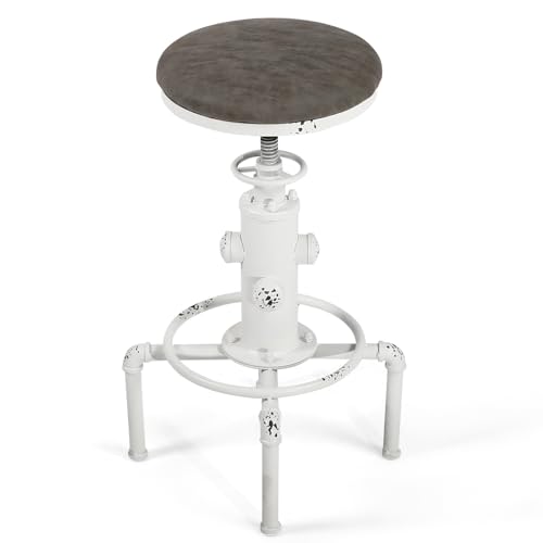 Topower-Antique-Vintage-Industrial-Barstool-PU-Leather-Water-Pipe-Fire-Hydrant-Design-Cafe-Coffee-Industrial-Bar-Stool-Set-of-2-Antique-White Topower Antique Vintage Industrial Barstool PU Leather Water Pipe Fire Hydrant Design Cafe Coffee Industrial Bar Stool Set of 2 Antique White