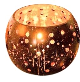 HUNARMONKH Durable Heavy-Duty Coconut Shell Candle Holder with Matt Finish (4-6Inch Dia_Set of 2)