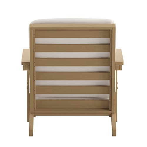 Merrick Lane Riviera All-Weather Poly Resin Wood Adirondack Style Deep Seat Patio Club Chair With Cushions, Natural Cedar/Cream #TOP7