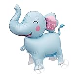 Walking Elephants Foil Balloons With Wheels Standing pet Elephant animal balloon Cute Elephants Mylar Balloons for Jungle Safari baby Shower Animal Theme Birthday Party Decorations Supplies