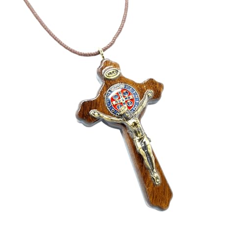Artcruz Crucifixo em Madeira São Bento Luxo no Cordão 7,5 cm