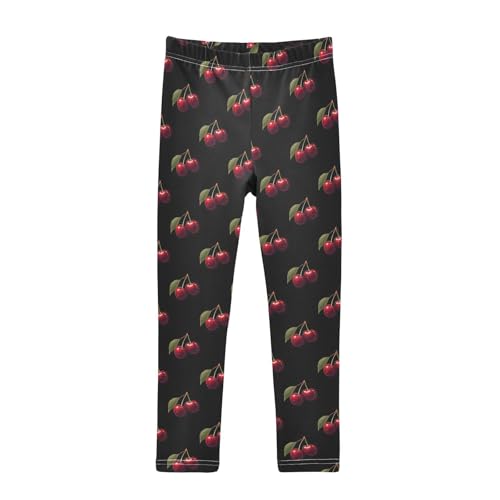 ALAZA Girls' Leggings Children's Yoga Pants Skinny Printed Dance Cherry Fruits Comfortable 4T