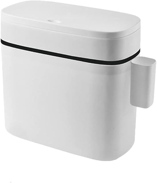 LIFKOME Bathroom Trash Can, 14L Bathroom Trash Can with Lid, Slim Narrow Bedroom Garbage Can, Wastebasket Press Type Lid, Garbage Container Bin for Kitchen Toilet Living Room Office