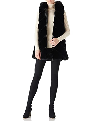 Bellivera Women Faux Fur Waistcoat Sleeveless Warm Hood Jacket 082 Black L #TOP2