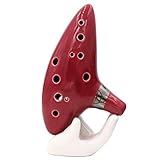 DISENS Legend of Zelda Ocarina of Time Triforce Link 12 Holes Ocarina Alto C Ceramic Instrument Replica + Textbook Red