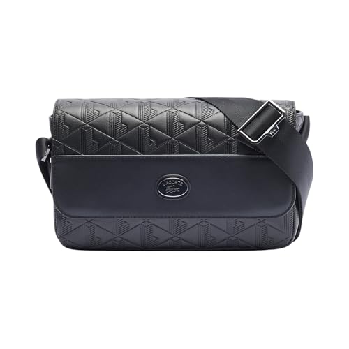 Lacoste Bolsa Crossover com monograma, Preto, One Size, Bolsa Crossover com monograma