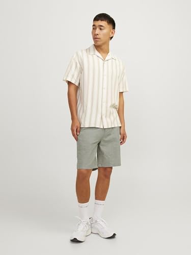 JACK & JONES Erkek JPSTACE JJSUMMER LINEN BLEND SHORT SN Chino Şort Koyu Yosun Yeşili XL - Görsel 3