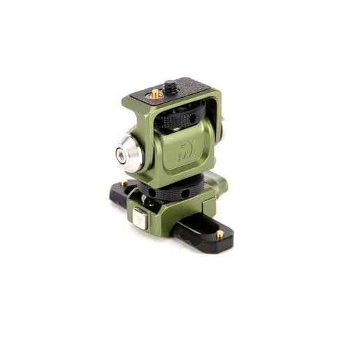 3 Legged Thing Monty 3 Mini Pan & Tilt Mount – Cold Shoe + Modular Picatinny Base, 360° Rotation, ¼”-20 Thread – Moss Finish