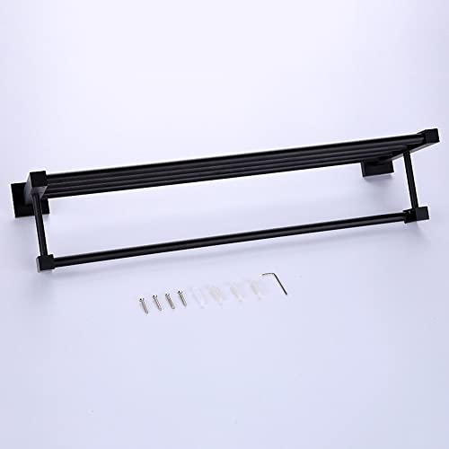 Étagère serviette pliante noire 40cm pour optimiser l'espace mural de douche - 6