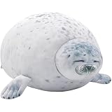 EZweekendアザラシぬいぐるみ 大サイズクッション 可愛い海洋動物癒し系 柔らかい手触り ベッドサイド添い寝用背もたれ グレー 子供の日/クリスマスプレゼント 祝い用おもちゃ 睡眠補助抱き枕 (40cm,白です)