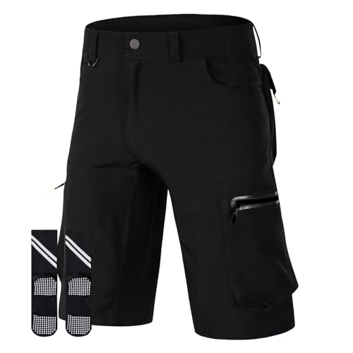 Mountain Bike Shorts Loose Fit,Breathable with Socks for Biking Cycling Bicycle Riding Biker(All Black,Large)
