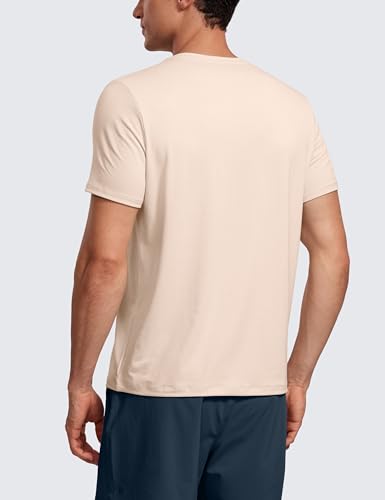 CRZ YOGA Short Sleeve Shirts for Men Quick Dry Workout Classic Fit T-Shirt Casual Daily Comfy Tee Tops White Opal Medium