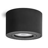 linovum 6 Stück Aufbauleuchte SMOL schwenkbar in schwarz matt & rund mit LED 4W warmweiß 230V