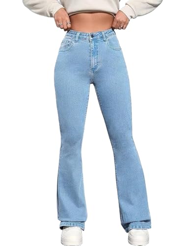Image of Vogaan Women's High Waist Jeans || Flared Bell Bottom Bootcut Pants || Wide Leg Denim - Perfect for Travel, Party & Everyday Use