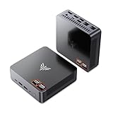 Le mini-PC de bureau AM21 dispose d'un boîtier compact (env. 11,9 × 11,9 × 3,69 cm) et peut être fixé au mur ou dissimulé derrière l'écran, ce qui permet de gagner de la place sur le bureau. Le système de refroidissement optimisé (tubes en cuivre + ventilateur silencieux) garantit que l'appareil reste froid et silencieux (