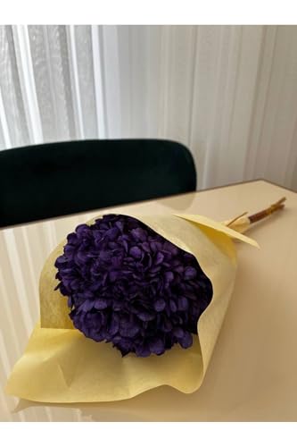 Hortensia morada preservada seca tallo único 50 cm miniatura 6