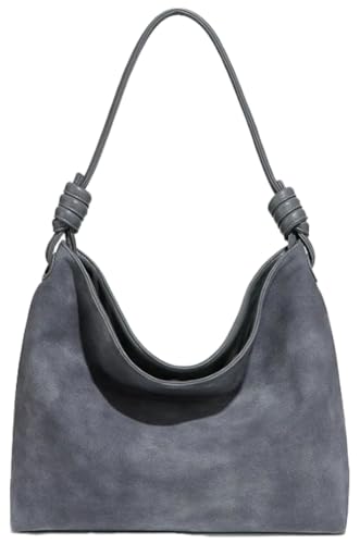 Suede Tote Bag Women’s Retro Vegan Shoulder Handbag Large Purses Casual Hobo Bag Magnetic Underarm Top Handle Satchel