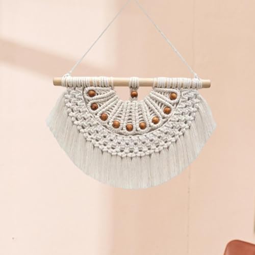 Corde bois ornement à franges macramé tenture suspendue bohème chic