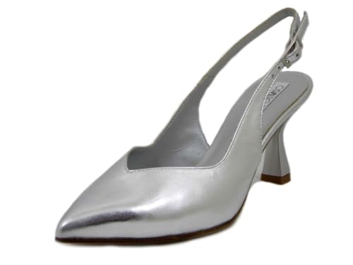 Escarpins slingback E5TA70 en cuir argenté de qualité supérieure - 2
