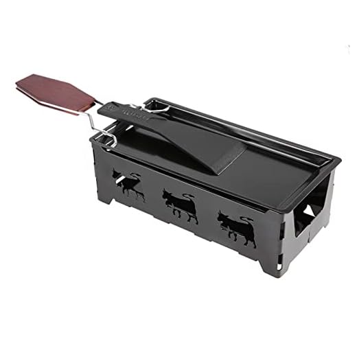 FTVOGUE Mini-Raclette Portable Raclette Rôtissoire Plateau De Cuisson Poêle avec Poignée en Bois Fromage Spatule Griller Outil