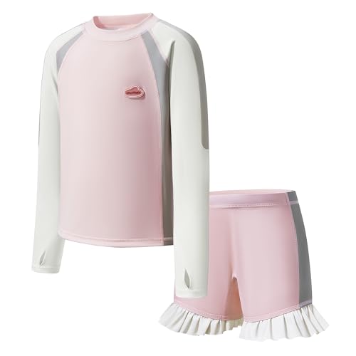 Toddler UPF 50+ Swimsuit Set - 2PC Long Sleeve Rash Guard & Shorts, Water-Activated Color Change UV Protection