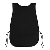 Heclia Unisex Cobbler Apron with 3 Pockets, 1pc Womens Apron Vest Style Haircut Work Aprons for Cooking, Laundry, Cleaning, Serving Waterproof Art Barber Smock Aprons with Ties (Black)