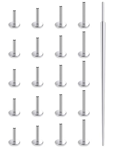 Xnsjeyy 18G Surgical Steel Threadless Replacement Post Bar Flat Back Stud Earrings For Nose Forward Helix Cartilage Tragus Conch Lobe Medusa Labret Lip Ring Piercing Jewelry For Women Men Silver