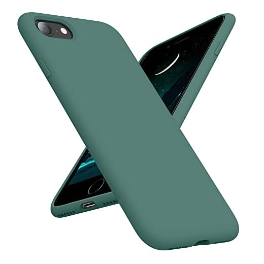 OTOFLY Ultra Slim Fit Liquid Silicone Shockproof Case for iPhone SE 3rd/2nd Gen, iPhone 8/7 - Pine Green