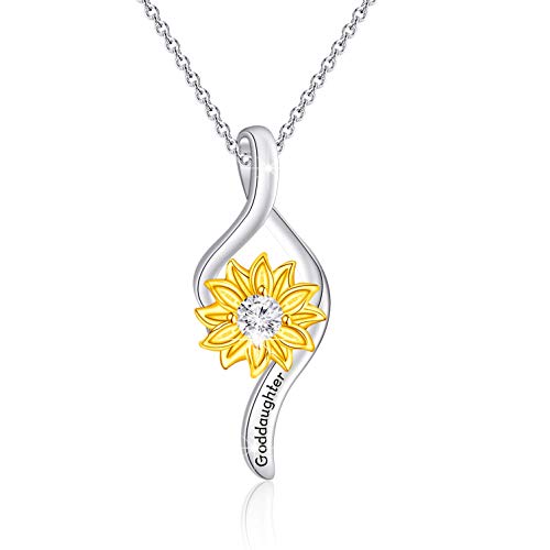 BEKECH Collier avec pendentif tournesol pour marraine, filleule, cadeau religieux pour marraines, Métal, /NA