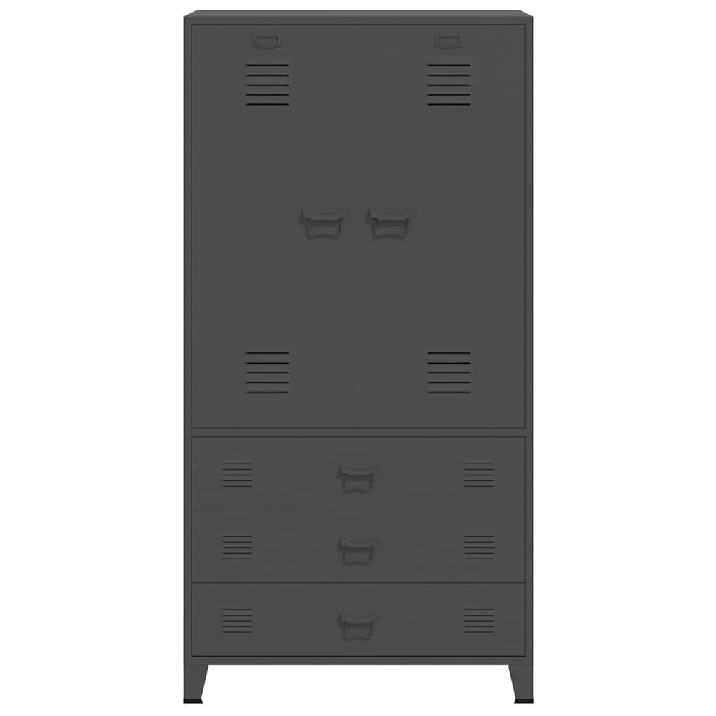 vidaXL Armario Industrial Ropa Roperos Percheros Estante Perchas Jerséis Vaqueros Organizador Almacenaje Guardarropa de Metal Gris Antracita 90x50x180 cm