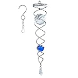 12 inch Gazing Ball Spiral Tail, Prefdo Stainless Steel Wind Spinner Stabilizer with 2 Glass Balls P