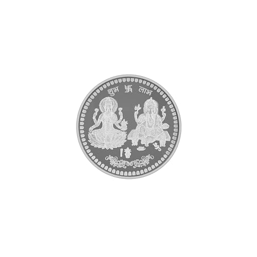 MAA SILVER Pure Silver 5 Grams Laxmi/Lakshmiji & Ganpati/Ganeshji BIS Hallmarked Round Coin Chandi Sikka Perfect for Gifting Investment Diwali Dhanteras (999 Purity)(5 Grams)