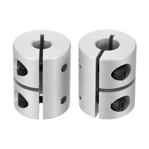uxcell 2pcs Shaft Coupling 6.35mm to 8mm Aluminium Single Split Clamping Coupling, Rigid Stepper Motor Wheel Coupler Joint Connector for DIY Model, 3D Printers