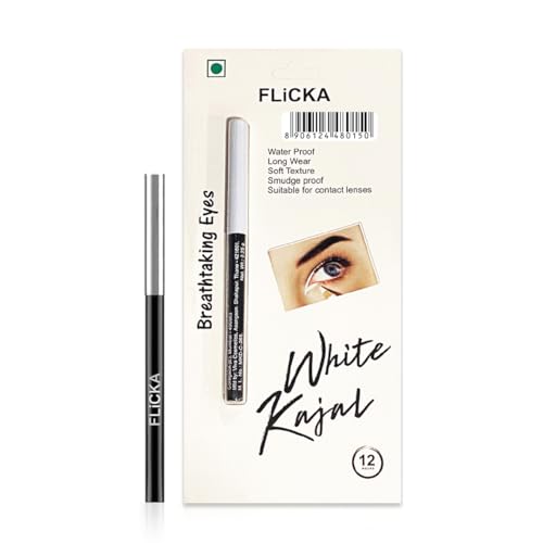 Image of FLiCKA Breathtaking Eyes Twist White Kajal + Rule With Brows Eyebrow White Pencil, With Spoolie, Waterproof, Smudge Proof, Longlasting, Dermatologically tested, Intense Colour, Natural-looking Results