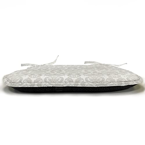 Ambesonne Damask Chair Seating Cushion Set Of 8, Abstract Floral Pattern Wedding Inspired Soft Colored Design Complex Motifs, Seat Pads For Office With Anti-Slip Backing, 16"X16", Cream Beige #TOP18