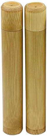 PUTYSUUN Travel Size Natural Bamboo Toothbrush Case with Drainage Holes, Travel Toothbrush Container, Pack of 2