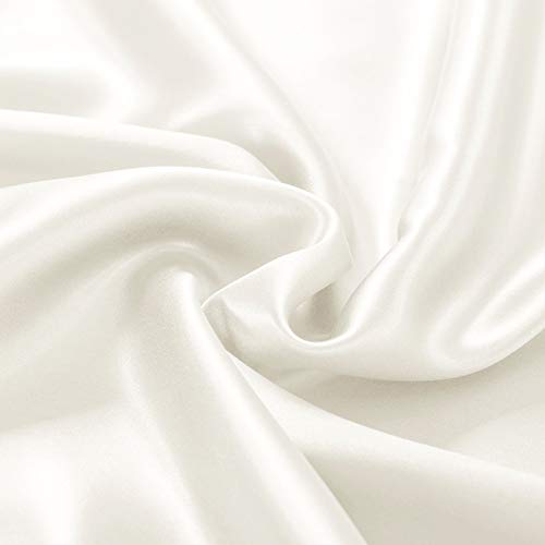 Thxsilk 4Pcs Silk Bed Sheets Set, 100% Long Stranded 25 Momme Mulberry Silk Bedding Set, Sheets And Pillowcase Set, Extremely Soft And Luxurious (White, Queen) #TOP6