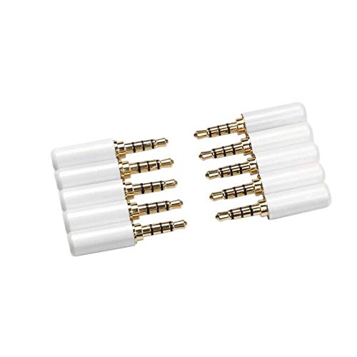 Davitu Electrical Equipments Supplies - 10Pcs Mini 3.5mm 4 Poles Male Plug Aluminum Shell Stereo 4 Pin 3.5mm Plug Wire Connector For Heaphone Plug Earphone plug Set - (Color: White)