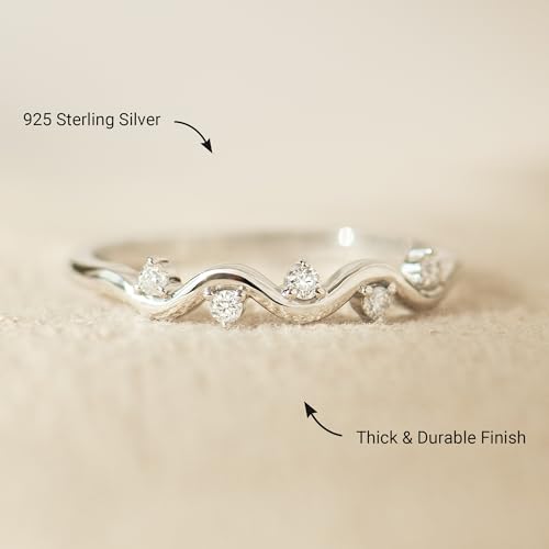 STORYJEWELLERY 925 Sterling Silver Rings, Stackable Wave Rings for Women, Fashion Midi & Pinky Ring, Unique Gifts for Her3