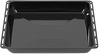 ICQN Blacha do pieczenia 445 x 375 x 50 mm, dodatkowa głębokość 5 cm, nadaje się do jacuzzi, Ignis, Bauknecht, Indesit, Algor, Lloyds, emaliowana patelnia do piekarnika, odporna na zarysowania, czarna