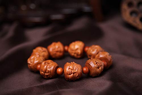 Image of Natural Wood Hand Carving Bangle Bracelet (Maitreya Buddha)