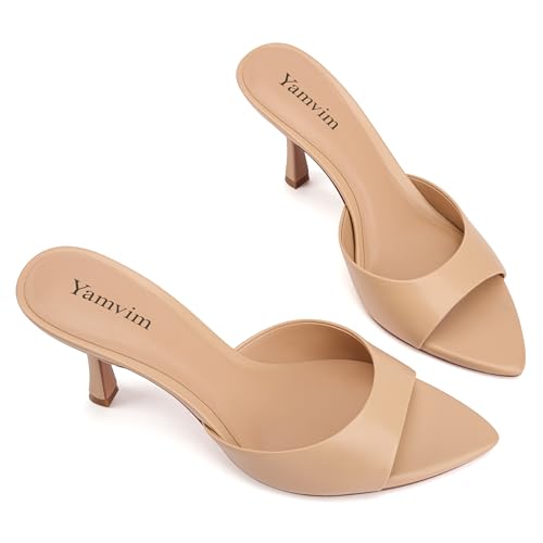 Image of Heel Mules for Women Pointed Open Toe High Heel Sandals