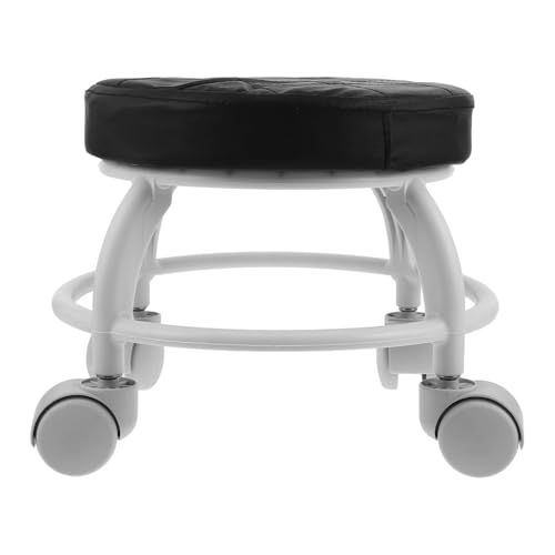 Genérico Taburete Giratorio con Ruedas para Pedicura, Asiento Pequeño Negro con Reposapiés, Taburete Móvil Ajustable para Salón de Belleza y Manicura, Adecuado para SPA y Color Aleatorio