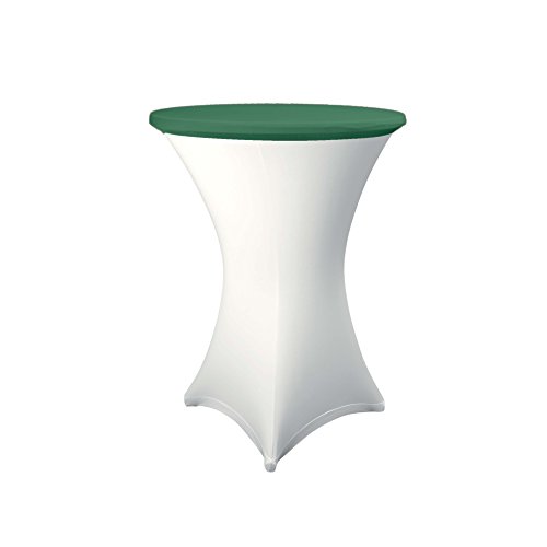 Expand Housse pour Plateau De Tables Hautes Vert Foncé - Couverture, Revêtement, Nappe pour Tables Mange-Debout - Ø 80cm - Stretch