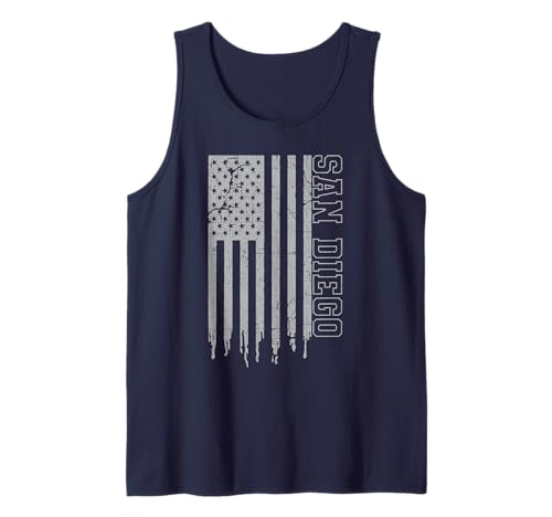 Bandera patriótica vintage de San Diego de Estados Unidos, orgullo icónico de San Diego Camiseta sin Mangas